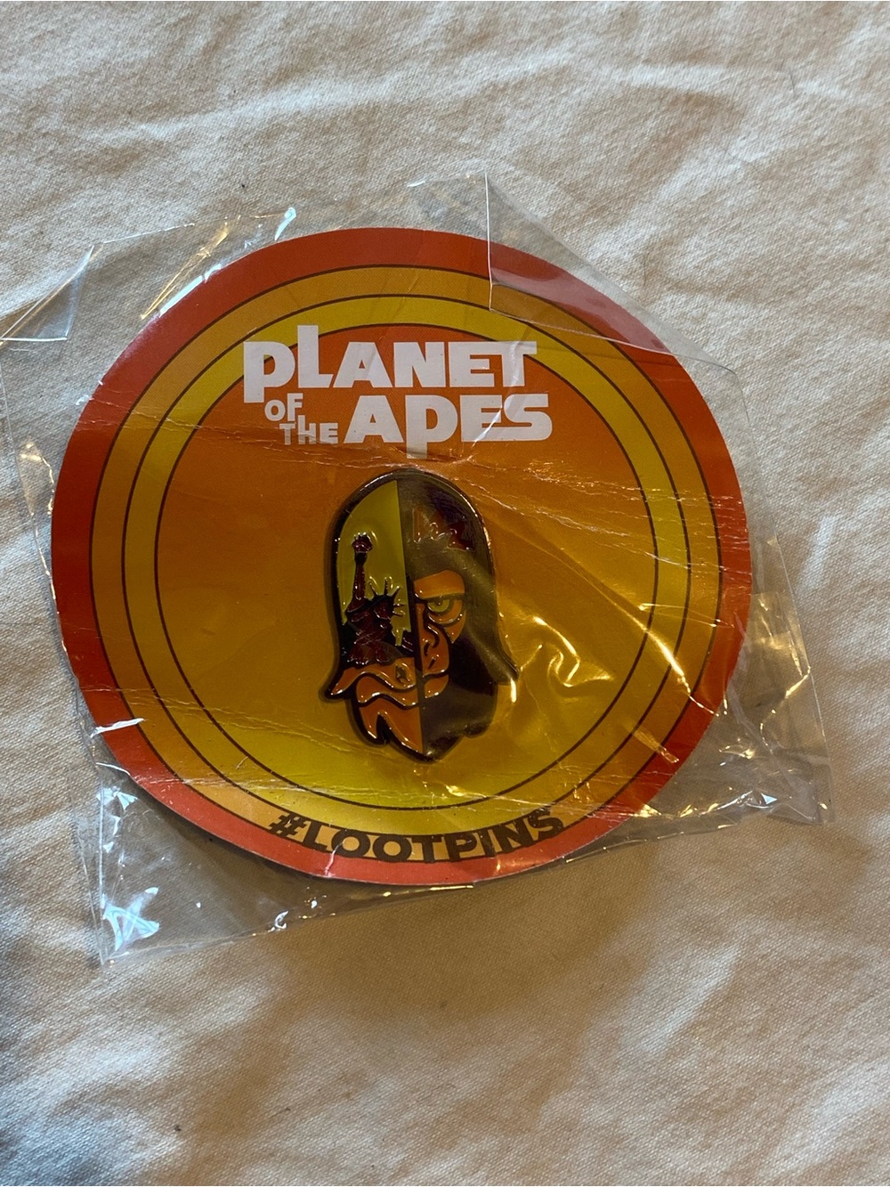 Loot Crate Planet of the Apes Orange and Yellow Enamel Pin